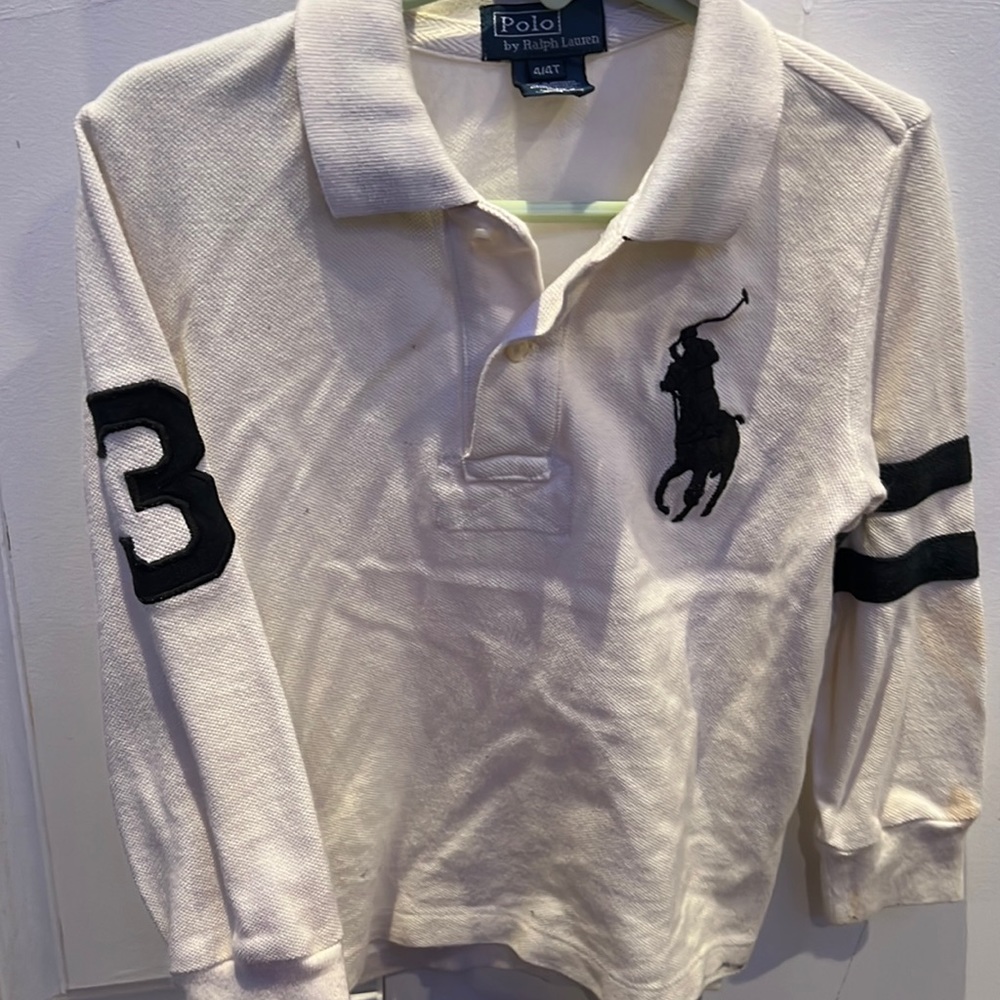 Polo collared shirt. Cream Large horse logo. Used $12